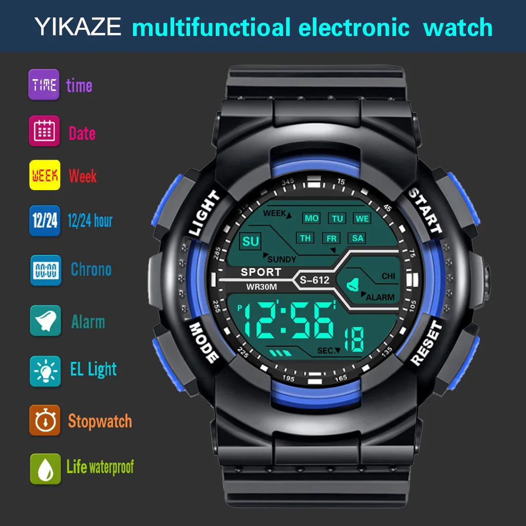 Sports Digital Electronic Watch 55mm Large Dial Sport Watch Outdoor Multifunction Watches Clock for Men Teen Student - Sun Studio
