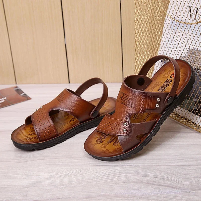 Men's Beach Open Toe Shoes Sandals High Quality Non-slip Men Slippers Breathable Two Uses Male Footwear Mens Summer Outdoor Shoe - Sun Studio
