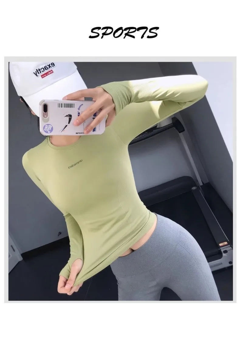 Fitness Tops Women Tight Sports Long Sleeve Yoga Clothing Running Training Clothes Gym Workout Shirt Comfortable Training Cloth - Sun Studio