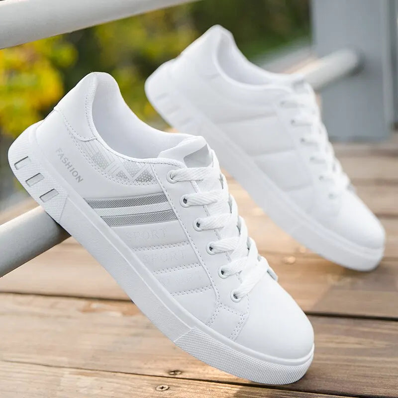 2024 Mens Casual Sneakers New Fashion Lace-up White Shoes Student Comfort Sports Plus Size Vulcanized Shoes Zapatillas De Hombre - Sun Studio