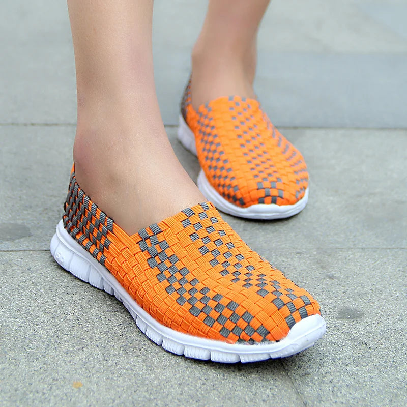 STRONGSHEN Men Shoes Summer Breathable Women Handmade Woven Shoes Couple Casual Flats Shallow Loafers Unisex Zapatos De Mujer - Sun Studio