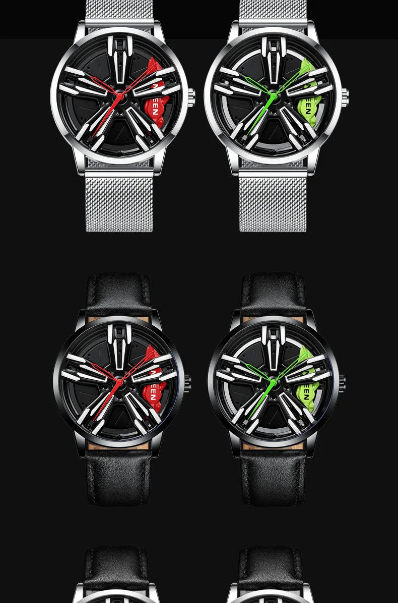 2025 New Racing Watches Men Custom Design Super Car Rim Watch Stainless Steel Black Retro Waterproof Watch Relogio Masculino - Sun Studio