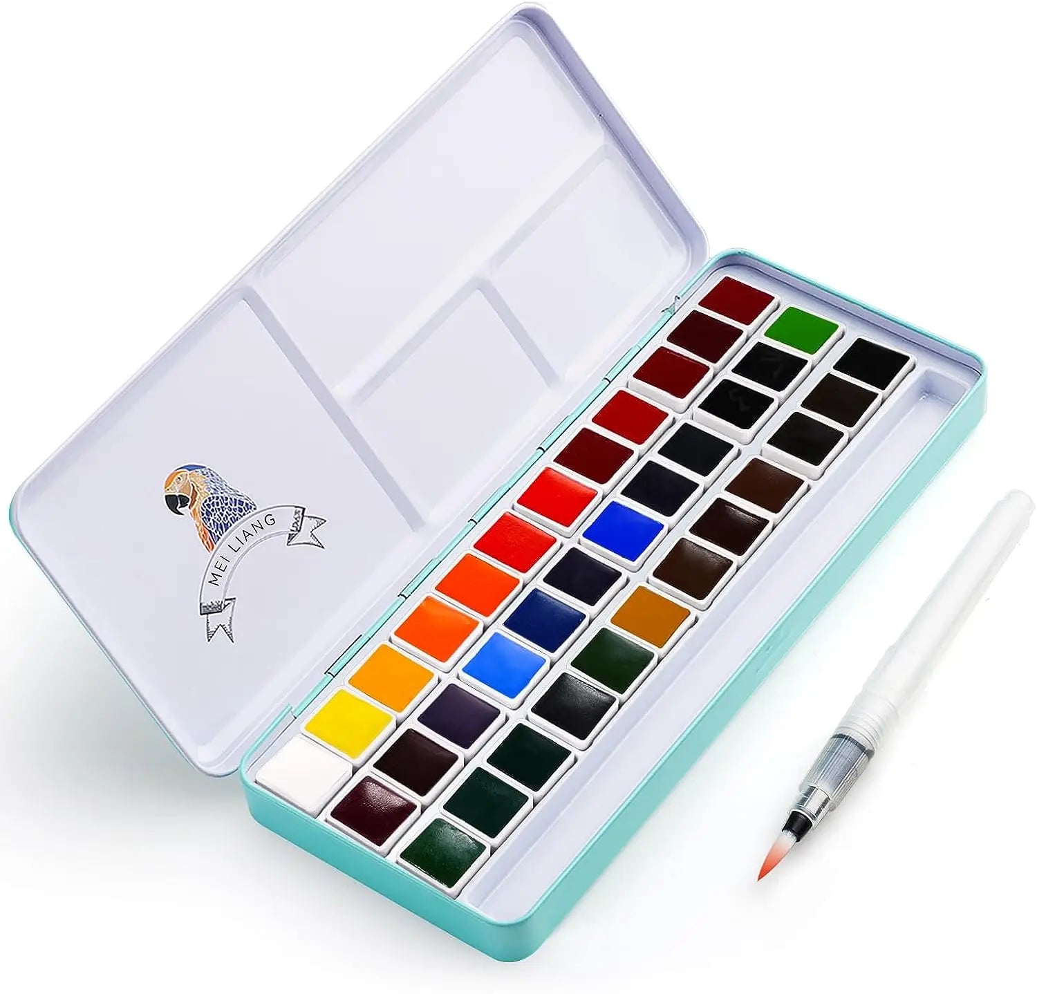 MeiLiang Watercolor Paint Set, 36/48 Vivid Colors in Pocket Box with Metal Ring and Brush, Perfect for Students, Beginners - Sun Studio