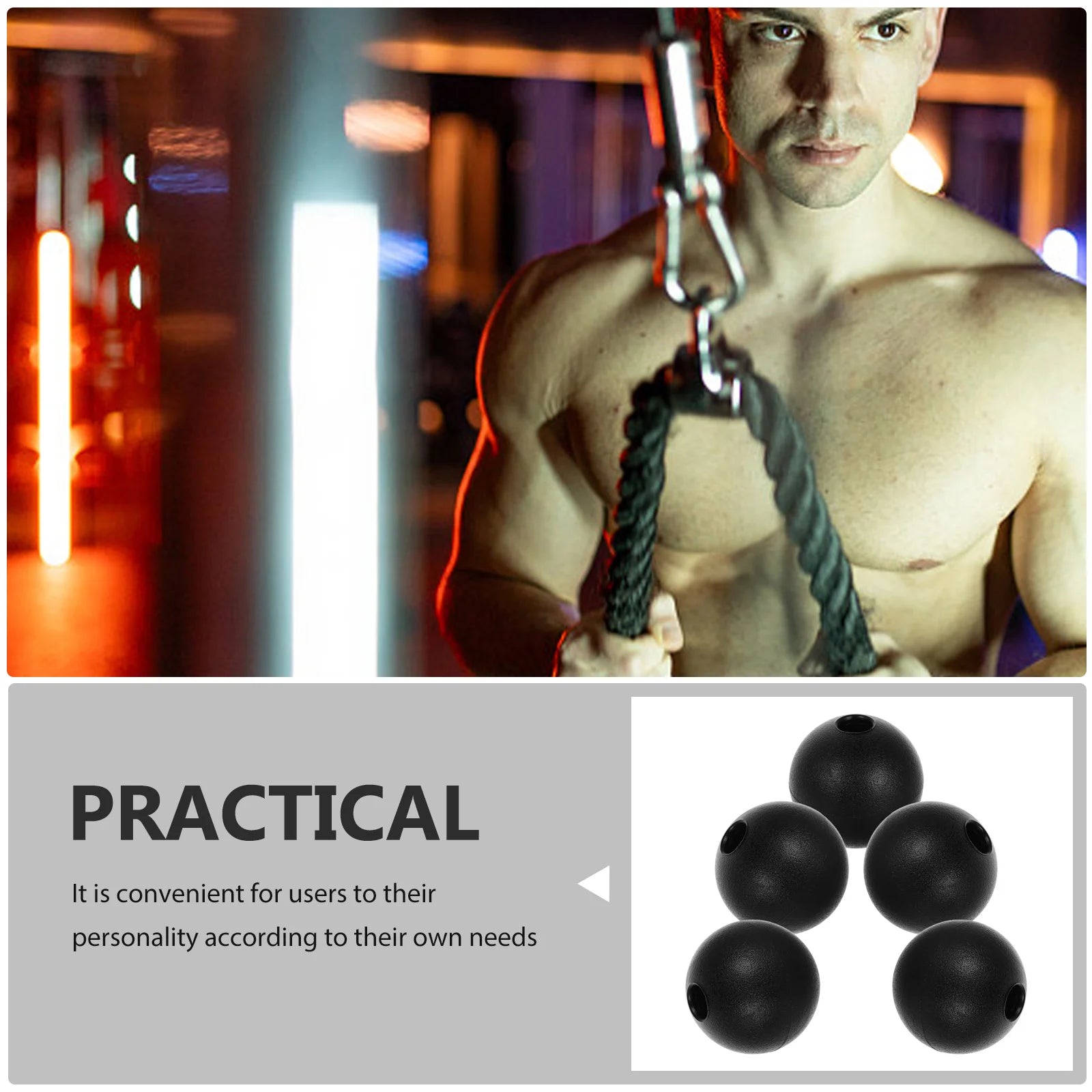 5Pcs Gym Accessories Fitness Cable Ball Stopper Steel Wire Rope Limiters Home Workout Components Pulley Attachment - Sun Studio