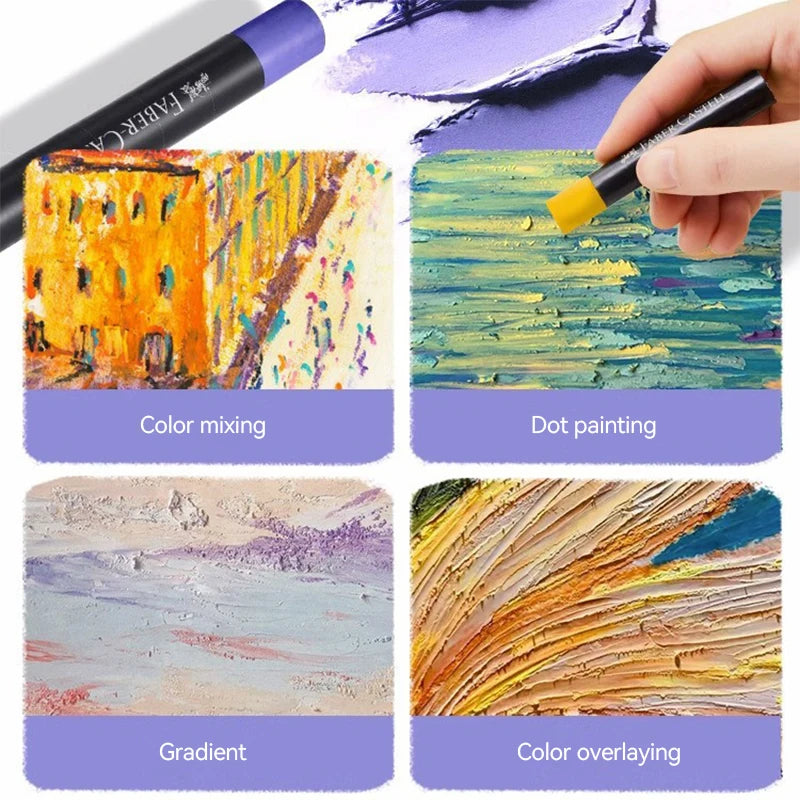 Faber-Castell Soft Oil Pastel Set 24/36/48 Vibrant Colors Creamy Texture Bullet Head Chalk for Artist Painting Drawing Beginners - Sun Studio