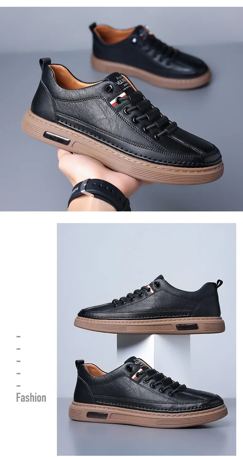 New Leather Shoes for Men Non-slip Sports Fashion Comfortable Sneakers Male Flat Slip-on Casual Brand Men's Casual
