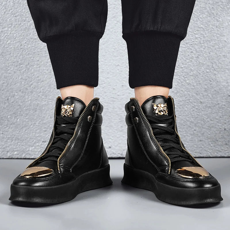 YRZL High Top Casual Shoes Men Sneakers Fashion Skateboard Shoes Leopard Platform Shoe Sport Training Shoes Men's Ankle Boots - Sun Studio