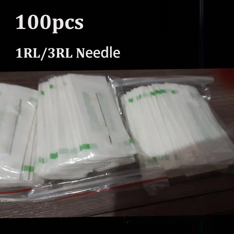 100pcs 3RL/1RL Permanent Makeup Needle Disposable Sterilized Professional Tattoo Needles for Tattoo Eyebrow Machine PMU Needles - Sun Studio