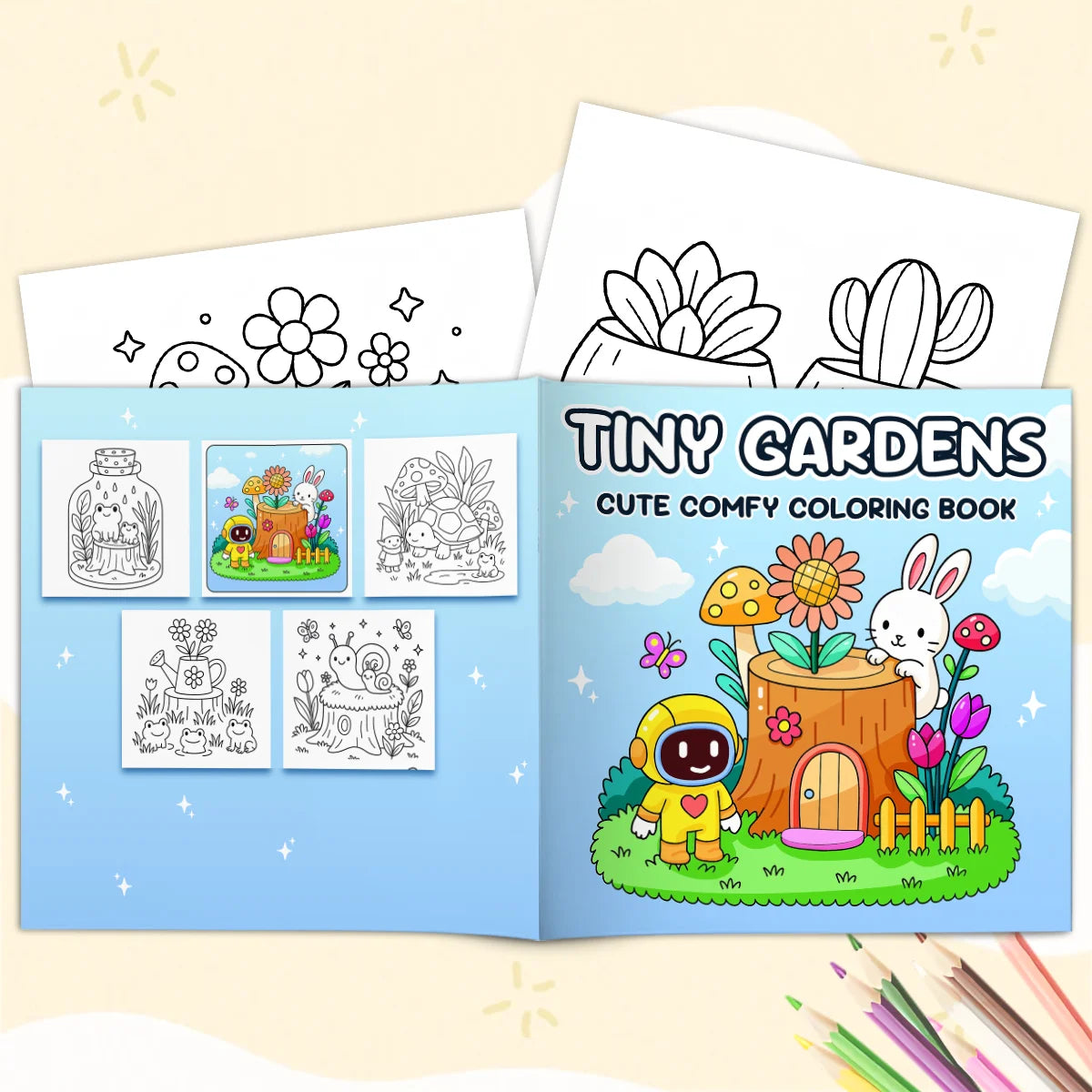 TINY GARDENS CUTE COMFY Patterns Coloring Book for Adults And Teens Cute Drawing Book Perfect Gift for Party and Birthday - Sun Studio