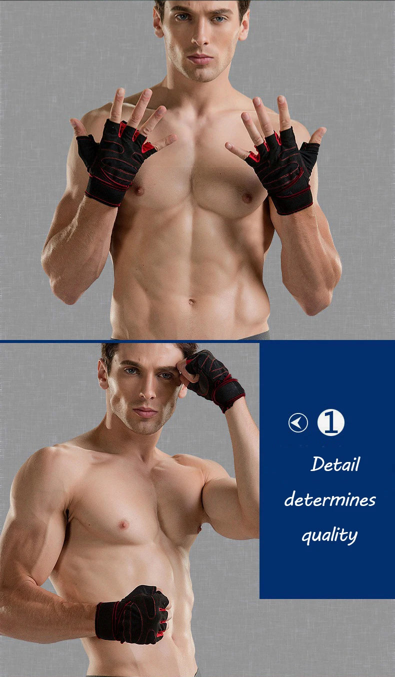 Gym Gloves for Men Women Fitness Weight Lifting Wristband Gloves Body Building Training Sports Exercise Cycling Glove Shockproof - Sun Studio