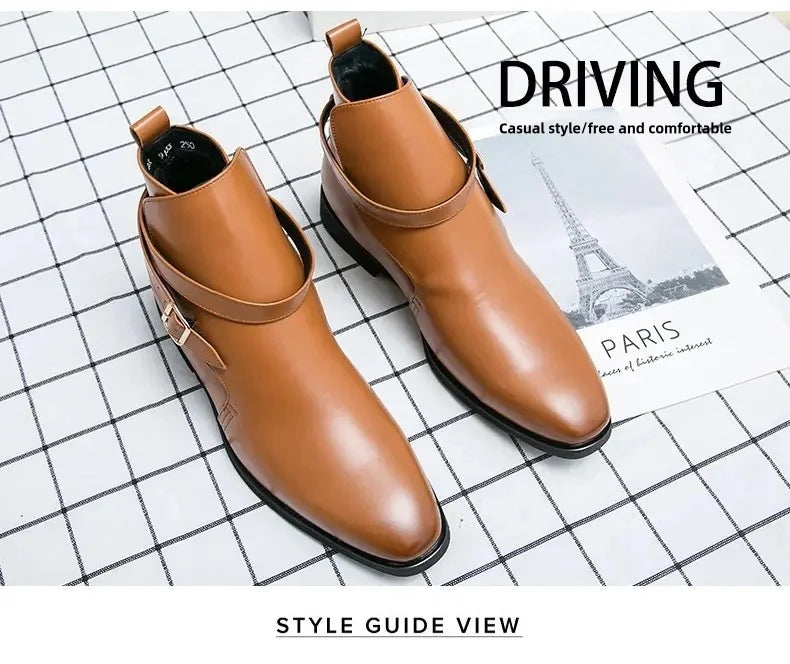 European Station New Men Pointed Chelsea Boot Side Buckle Casual Classic Size 38-48 Male Boots - Sun Studio