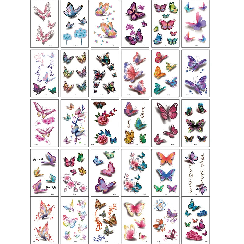 New 30PCS Butterfly Tattoo Stickers for Children Waterproof Tattoos for Kids Temporary Fake Tattoo Women's Tattoo Tips ZS314 - Sun Studio