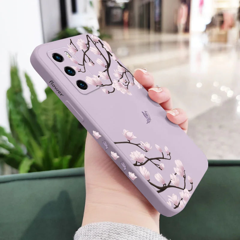 Tree Branch Phone Case For Huawei P40 P50 P30 P20 Pro Lite Nova 5t Y7A Mate 40 30 20 Pro Lite Liquid Silicone Cover - Sun Studio