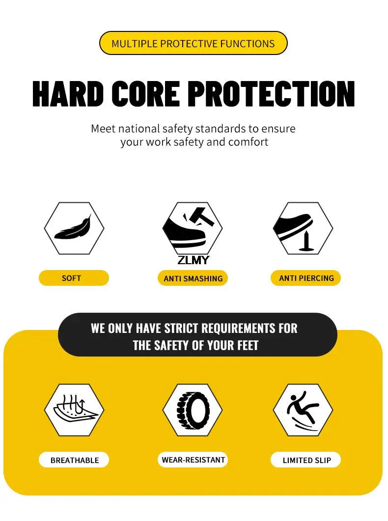 Fashion Safety Shoes for Men Steel Toe Sneakers Puncture Proof Industrial Work Shoes Man Breathable Work Safety Boots Anti-smash - Sun Studio