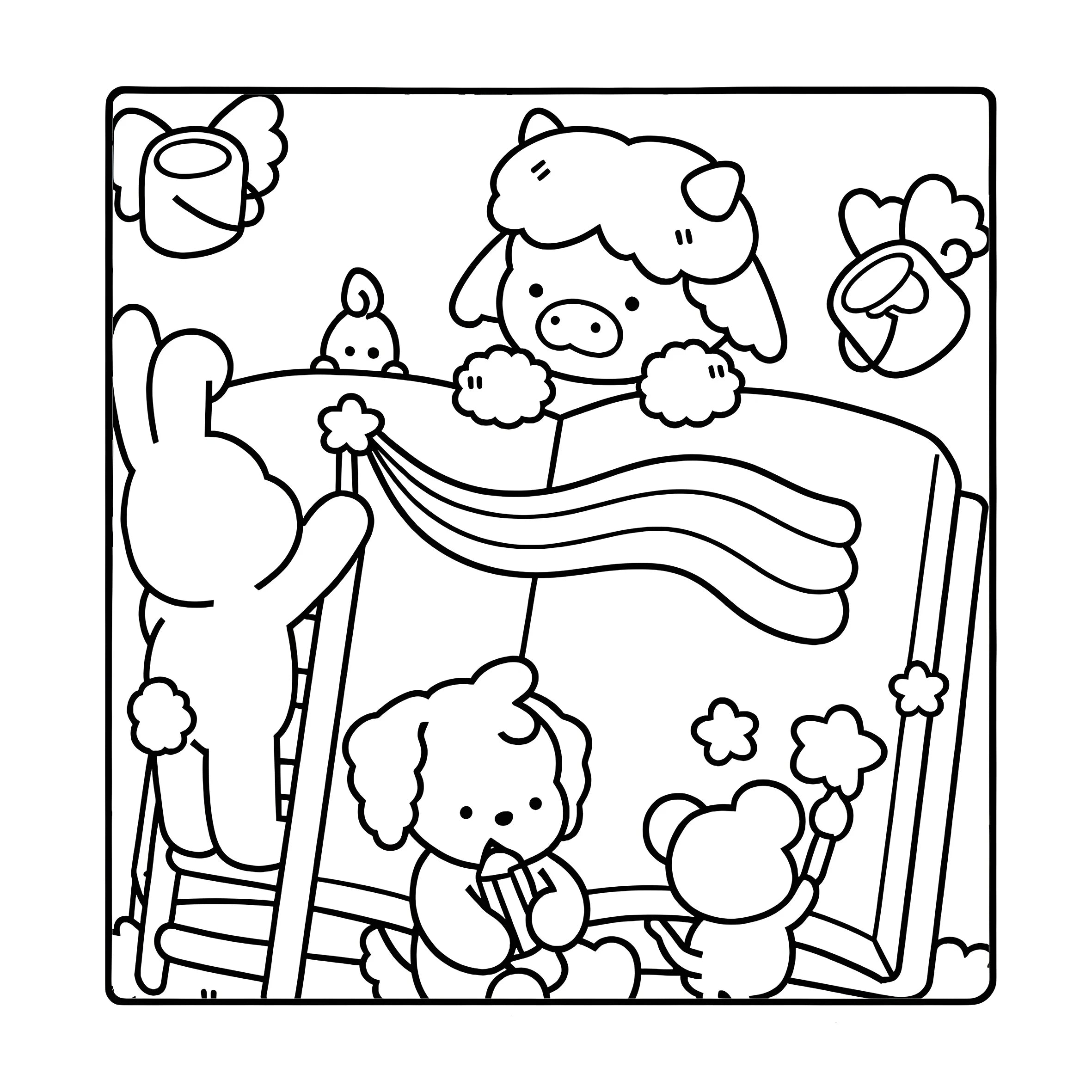 LITTLE FRIENDS Bold-easy Patterns Coloring Book for Adults Cute Drawing Book Perfect Gift for Party and Birthday - Sun Studio
