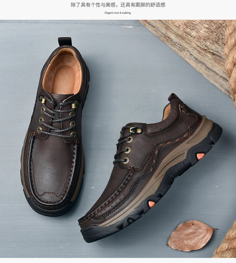 New Large Size Men's Shoes Genuine Leather Flats Men Loafers High Quality Outdoor Men Sneakers Breathable Male Casual Shoes - Sun Studio