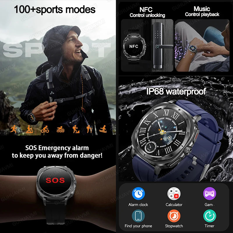 New ECG Laser Diagnosis Blood pressure Smart Watch Accurate Uric Acid Lipid Organ monitor Clock NFC Call Health Men Watches 2025 - Sun Studio
