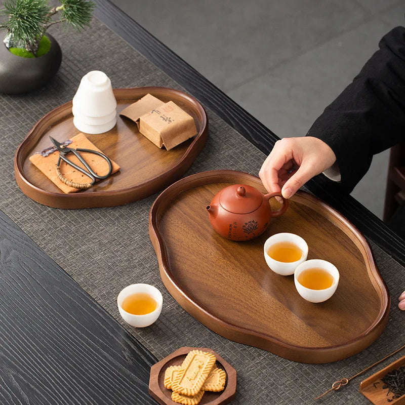 Wooden Decorative Serving Tray for Coffee Table and Home Decor Fruit Platter Decor Trays Serving Ware Food Dish Serving Platters - Sun Studio