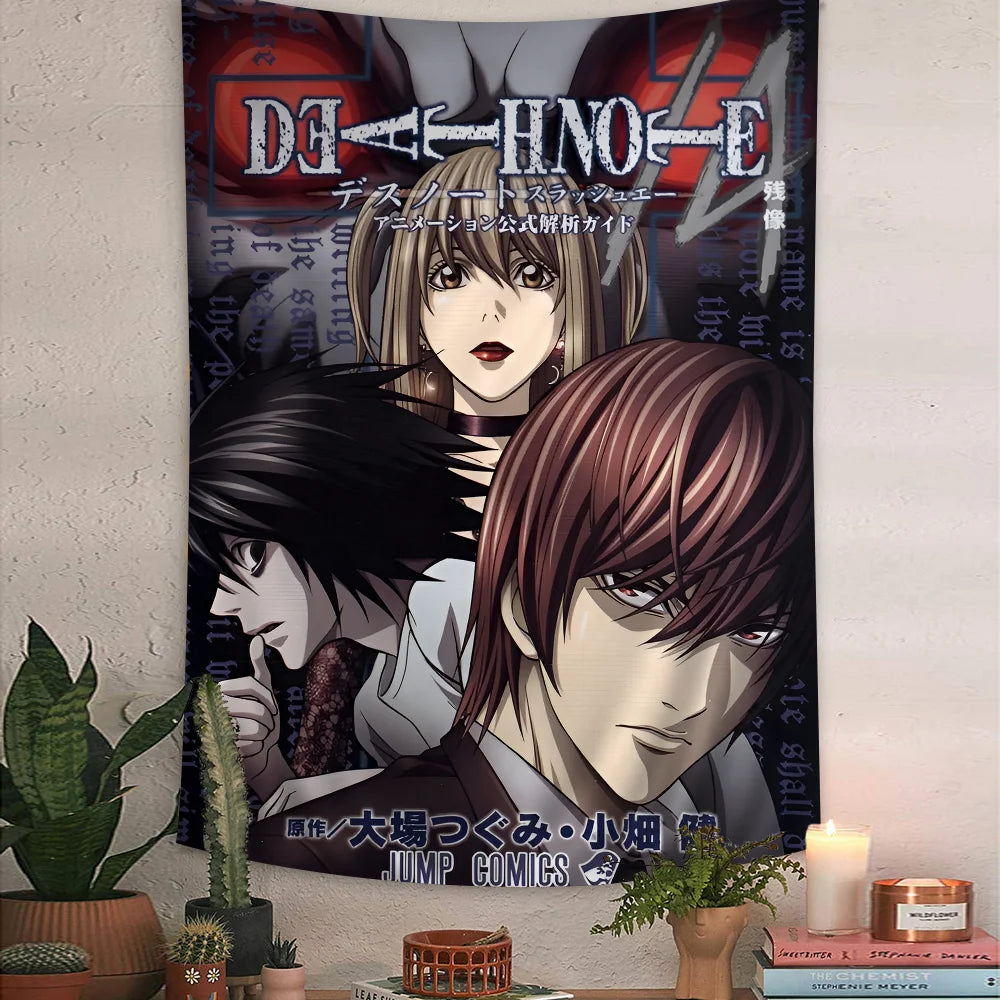 VIKAMA Death Note Anime Tapestry L Character Dessert Theme Study Wall Hanging Room Decor Home Decor - Sun Studio