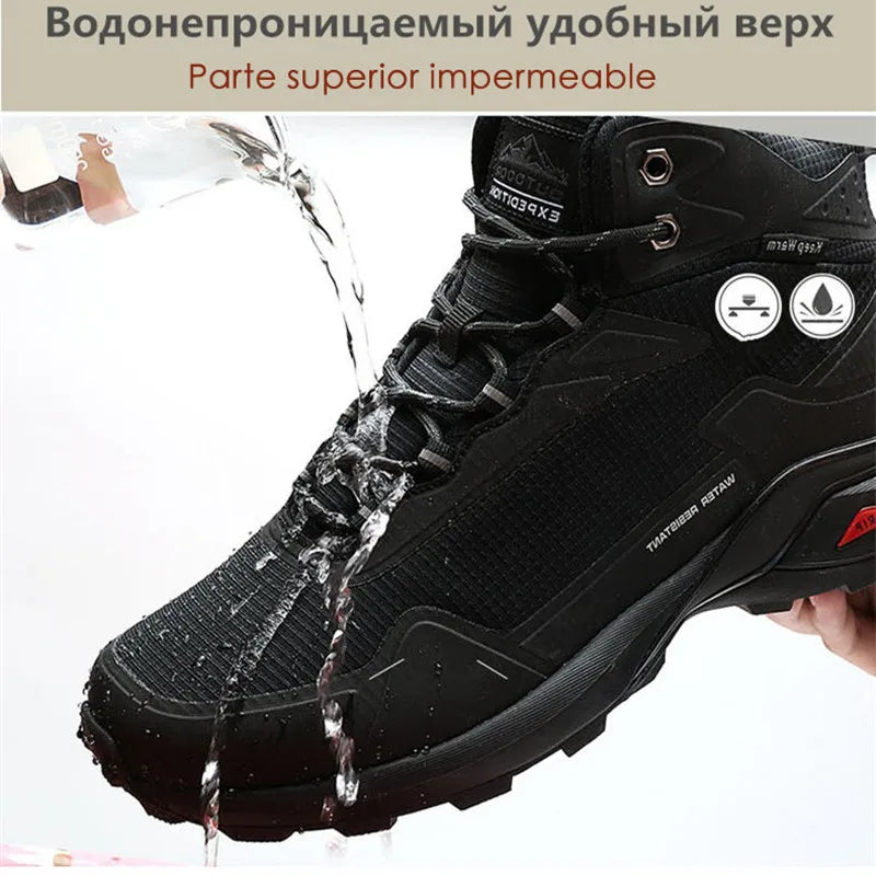 Men Winter Boots Snow Hiking Sneakers Water Resistant Mid Ankle Work Casual Hiker Trekking Outdoor Anti Slip Waterproof Shoes - Sun Studio