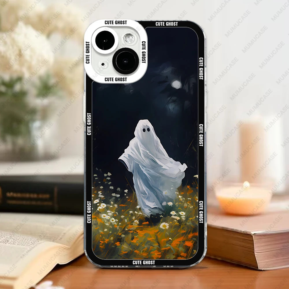 Case For iPhone 16 15 14 13 Pro Max 12 Mini 11 XS X XR SE 7 8 Plus Soft Cover Cute Little Ghost - Sun Studio