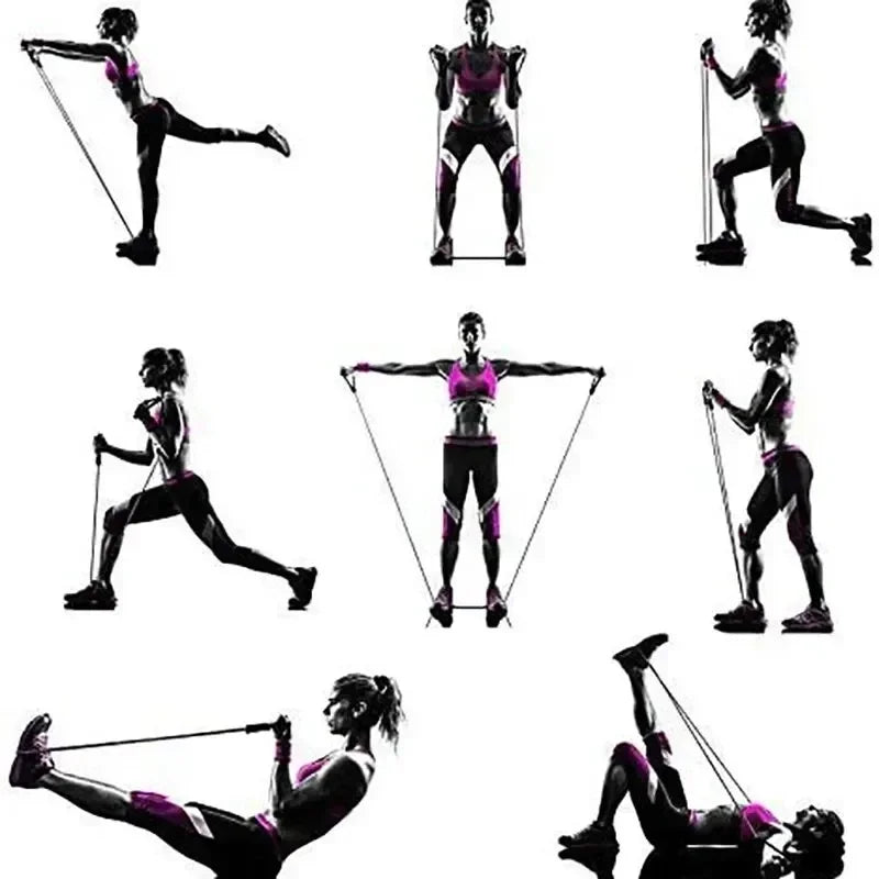 5 Levels Resistance Bands with Handles Men Yoga Pull Rope Elastic Fitness Exercise Tube Band for Home Workouts Strength Training - Sun Studio