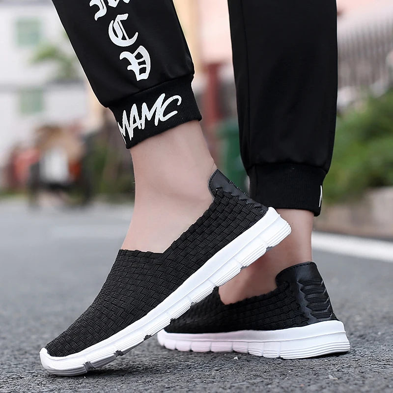 STRONGSHEN Men Shoes Summer Breathable Women Handmade Woven Shoes Couple Casual Flats Shallow Loafers Unisex Zapatos De Mujer - Sun Studio