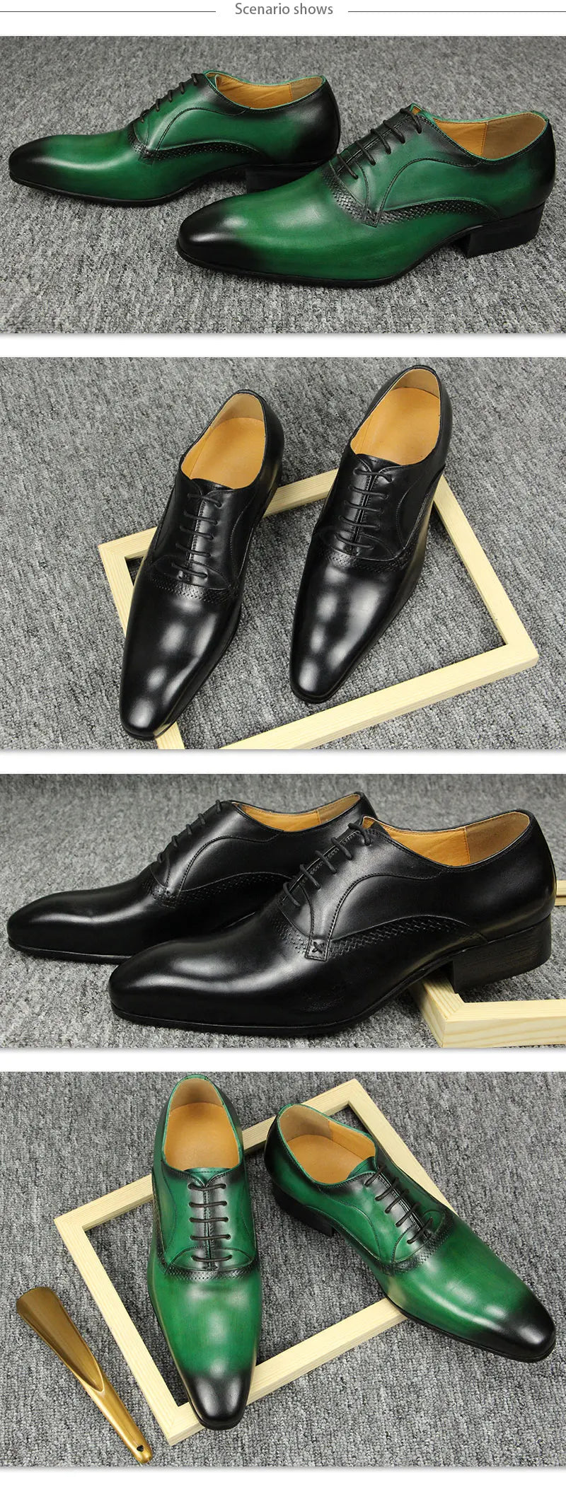 Genuine Leather Dress Men Shoes Exquisite Lace-up Designer Wedding Party Office Oxfords Pointed Toe Big Size Customized Handmade - Sun Studio