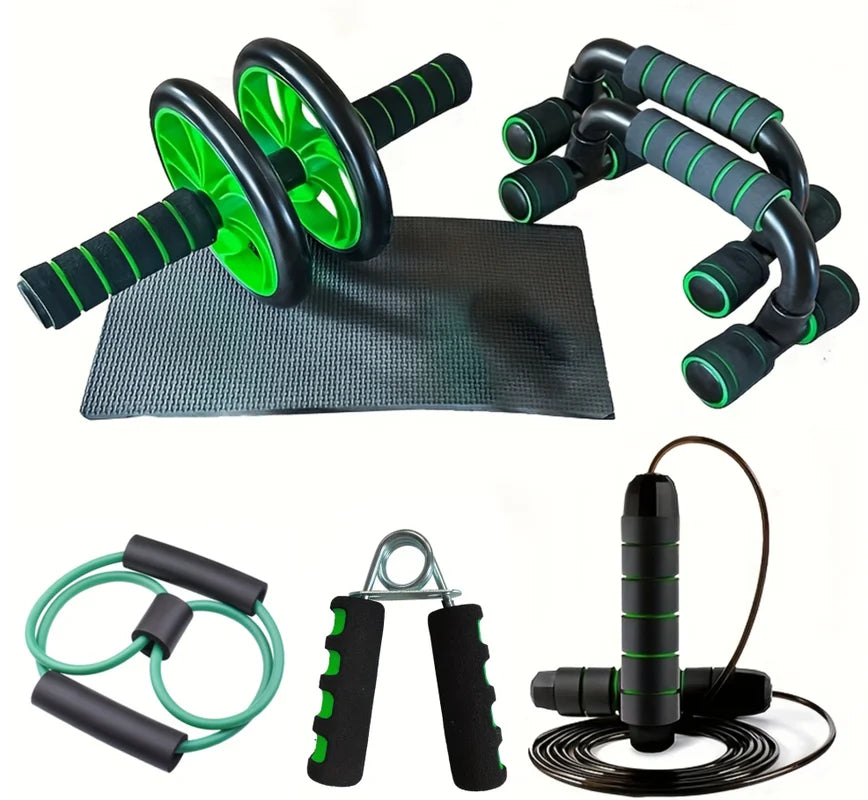 Abdominal Wheel Set Grip Push-up Bracket Abdominal Wheel Skipping Rope Combination Set Home Sports Fitness Workout Equipments - Sun Studio