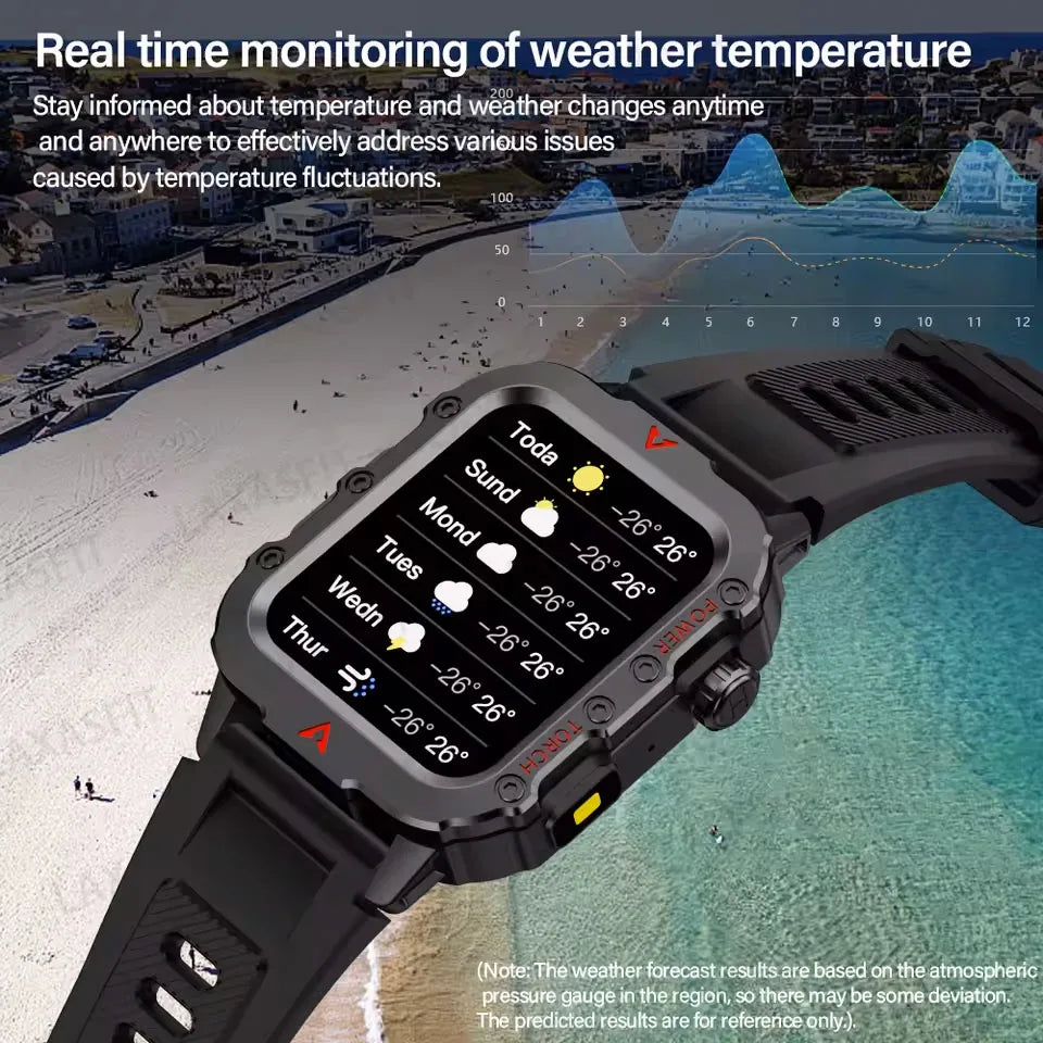 Men Smart Watch Bluetooth Call Sleep Heart Rate Healthy Monitor Outdoor LED Flashlight Waterproof Sports Watches For Android IOS - Sun Studio