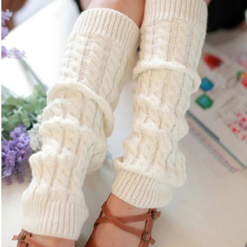 New Women Autumn And Winter Legwarmers Kapron Hemp Flowers Kneepad Leg Warmer Female Girls Pile Heap Socks Sports Safety - Sun Studio