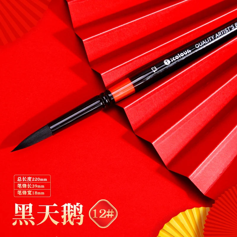 IColour Professional Squirrel Hair Painting Brush Set Black Handle Round Brush Watercolor Acrylic Gouache Oil Painting Brushes - Sun Studio