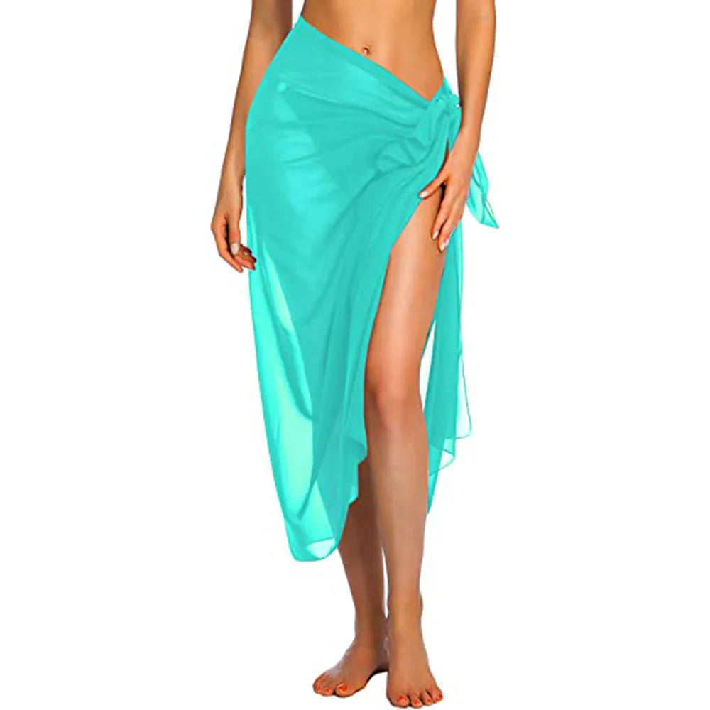 Womens Long&Short Sarong Swimsuit Coverups Summer Beach Bikini Wrap Sheer Short Skirt Scarf for Swimwear Cover-ups - Sun Studio