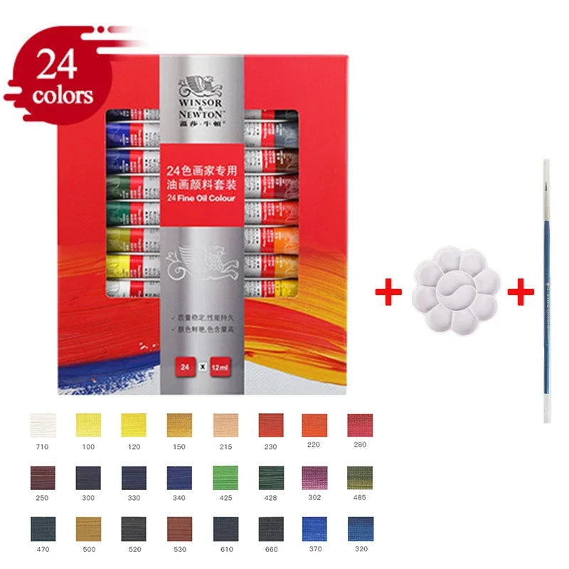 Winsor & Newton 12/18/24 Colors Professional Color Oil Paints 12ml Tube Painting Pigments With Brush And Palette Art Supplies - Sun Studio