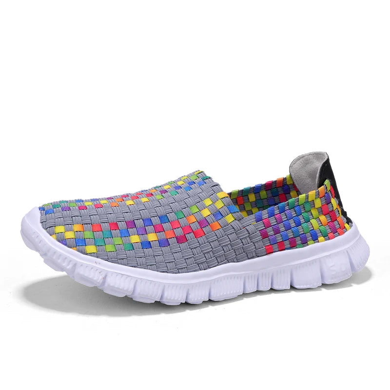 STRONGSHEN Men Shoes Summer Breathable Women Handmade Woven Shoes Couple Casual Flats Shallow Loafers Unisex Zapatos De Mujer - Sun Studio