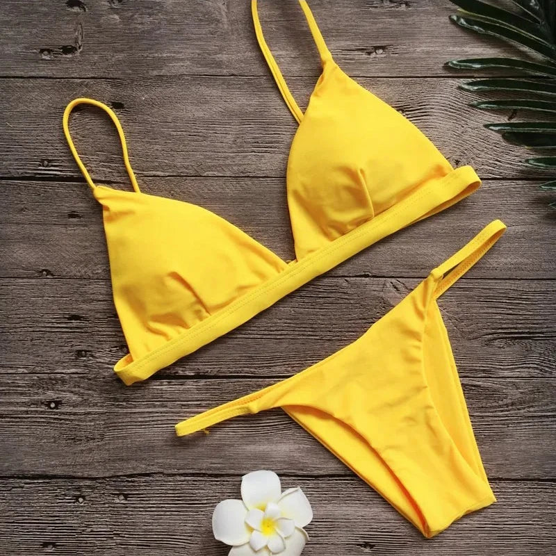 Fashion Solid Bikini Set Swimwear Women Split Triangle Micro Bikini  Brazilian Swimsuit 2026 New Beach Two Pieces Bathing Suit - Sun Studio