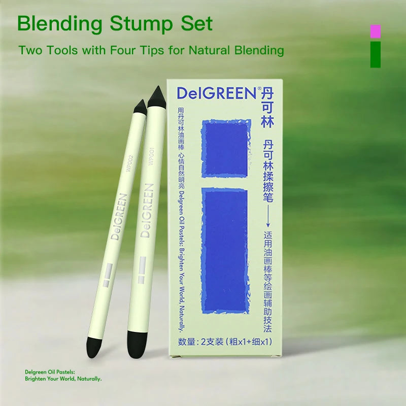 Cotton Blending Sponge Brush Pens Set 2Pcs Double-Headed Washable Sketch Wipe Reusable Art Blenders for Detail Shadow Highlight - Sun Studio