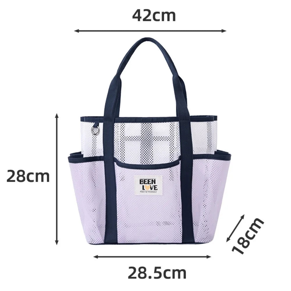 New Gym Bag Handheld Beach Bag Large Capacity Travel Swimsuit Storage Bag Portable Tote Swimming Mesh Vacation Storage Bag - Sun Studio