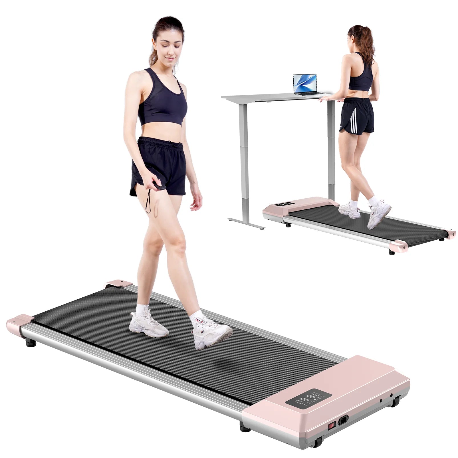 Walking Pad 2 in 1 Under Desk Treadmill, 2.5HP Low Noise Walking Pad Running Jogging Machine with Remote Control for Home Office - Sun Studio