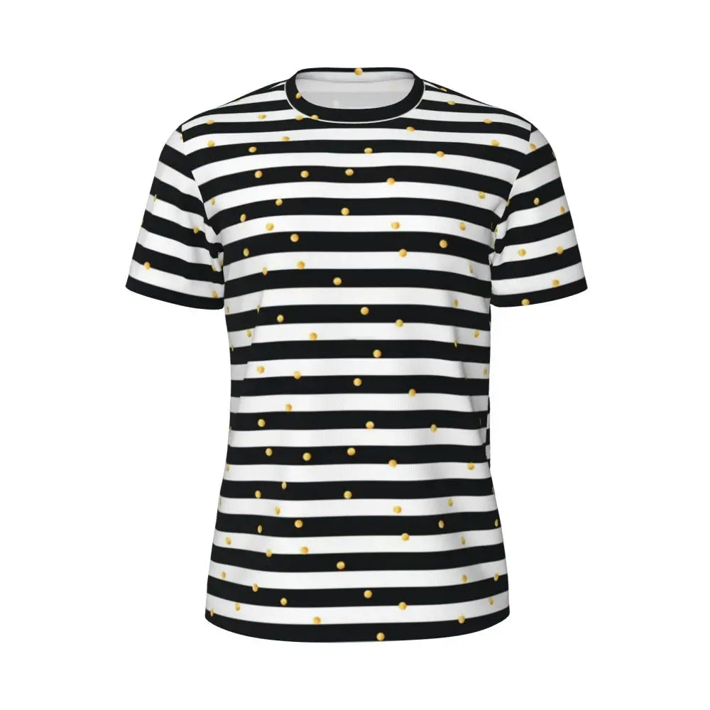 Gym T Shirt For Mens Retro Dots And Stripes T Shirts Fashion Blue Line Design Summer Tees O Neck Basic Graphic Clothes Plus Size