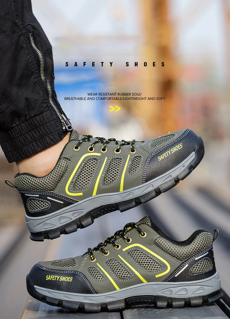 NYWOOH Male Steel Toe Safety Shoes Indestructible Construction Work Shoes Protection Footwear Breathable Hiking Boots For Men - Sun Studio