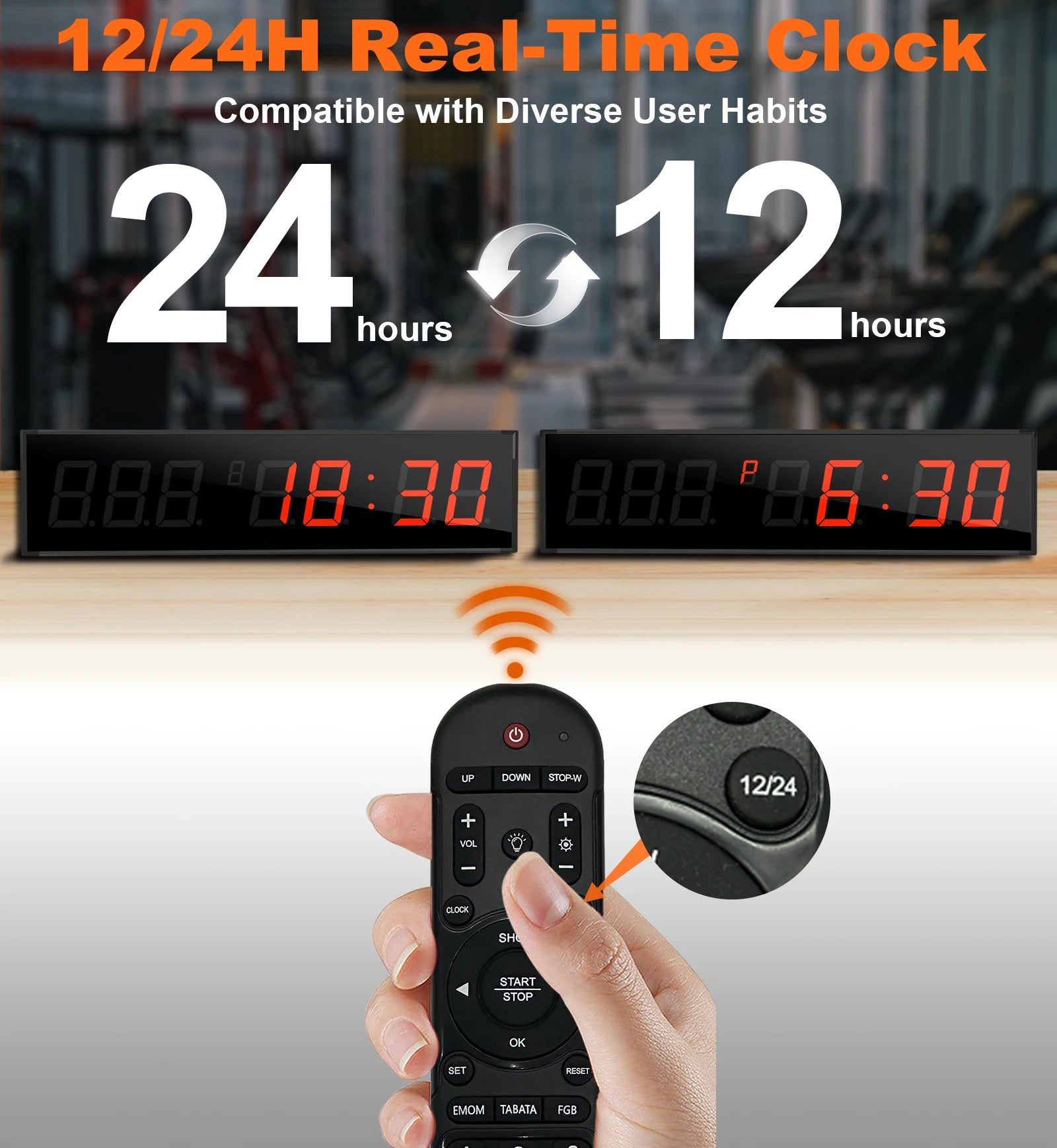 Gym Timer Large LED Display Wall Clock Gym Interval Workout Countdown Sports Training Clock Digital Time Timers for Fitness Home - Sun Studio