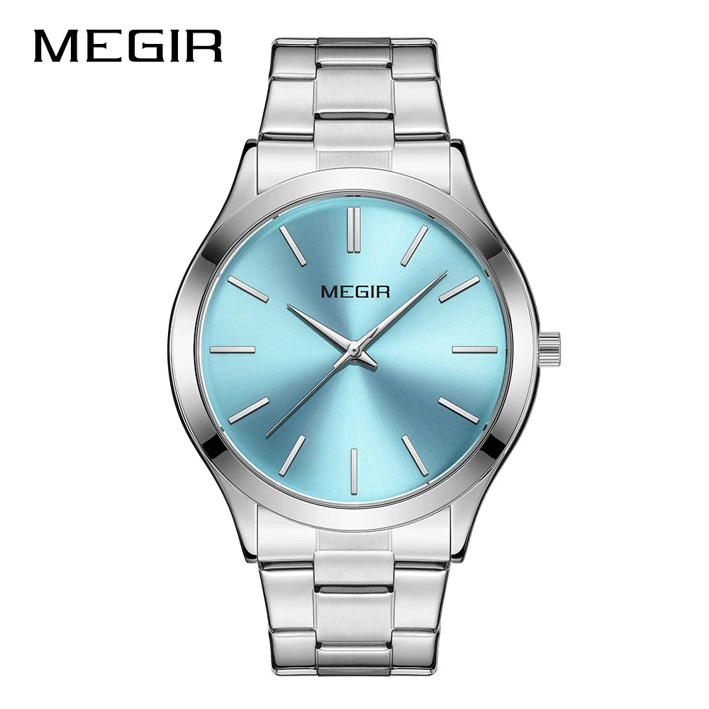 MEGIR Luxury Simple Quartz Men's Watch Business Stainless Steel Bracelet Luminous Watches Man High-Quality Clock reloj hombre - Sun Studio