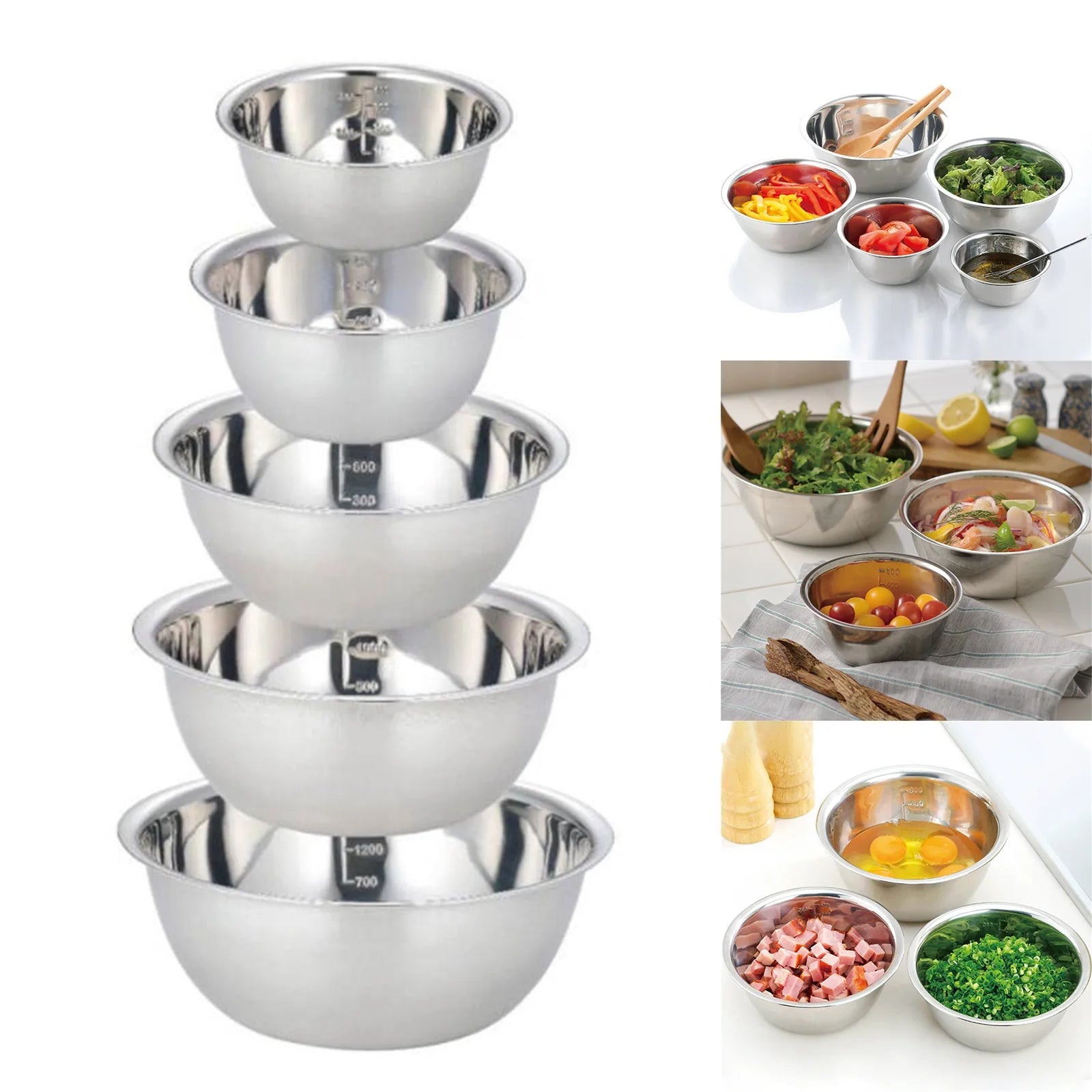 Stainless Steel Mixing Bowls Multi-Functional Kitchen Cooking Storage Bowls For Portable Home Outdoor Camping Accessories - Sun Studio