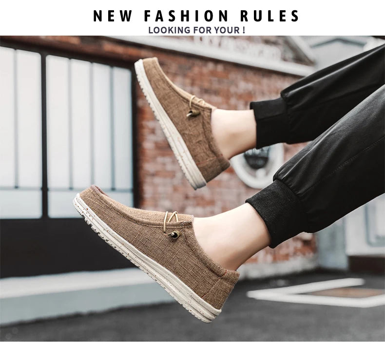 Men Casual Canvas Shoes Mens Loafers Breathable Slip on Flats Male Vulcanized Shoes Driving Shoes Plus Size 47 Walking Sneakers - Sun Studio