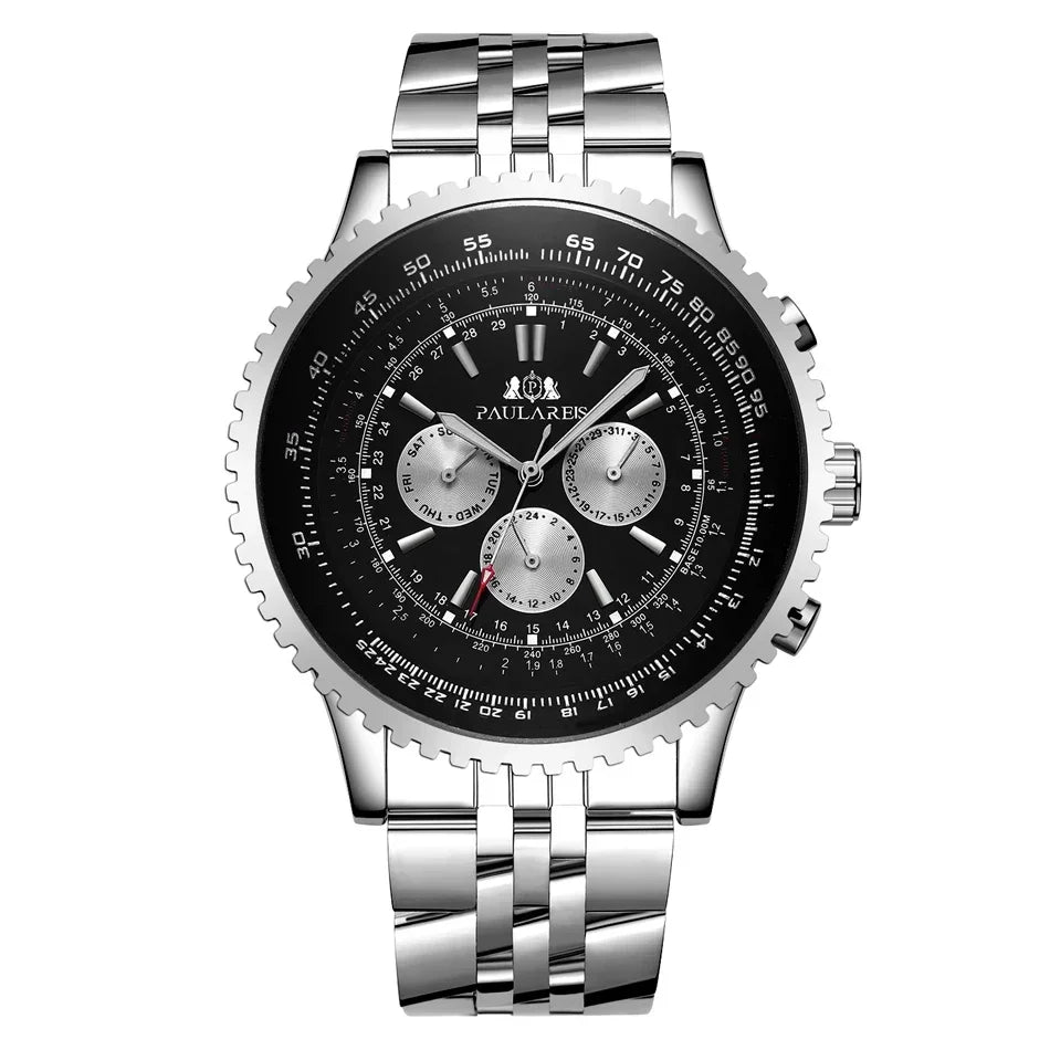 Automatic Mens Watch Mechanical Self Wind Movement Stainless Steel Fashion Sports Blue Black Big 50mm Classic Fashion Watches - Sun Studio