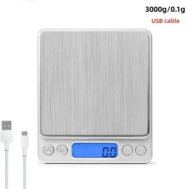 Digital Kitchen Scale Mini Pocket Stainless Steel Precision Jewelry Electronic Balance Weight Gold Gram 0.1/3000g Weigh Scales - Sun Studio