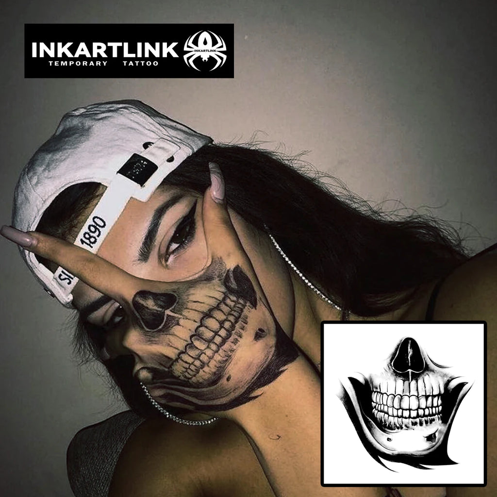 Skull Temporary Tattoo,Lasts To 15 Days New Technology Magic Waterproof Semi Permanent Sticker. - Sun Studio