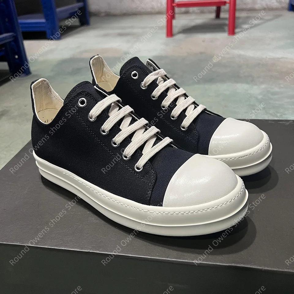 Casual Shoes Men Canvas  Low Top Quality Ro Lace Up Thick Sole Breathable Luxury Designer Classic Trainers Women Flat Sneakers - Sun Studio