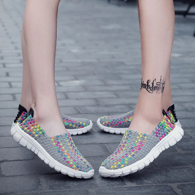 STRONGSHEN Men Shoes Summer Breathable Women Handmade Woven Shoes Couple Casual Flats Shallow Loafers Unisex Zapatos De Mujer - Sun Studio